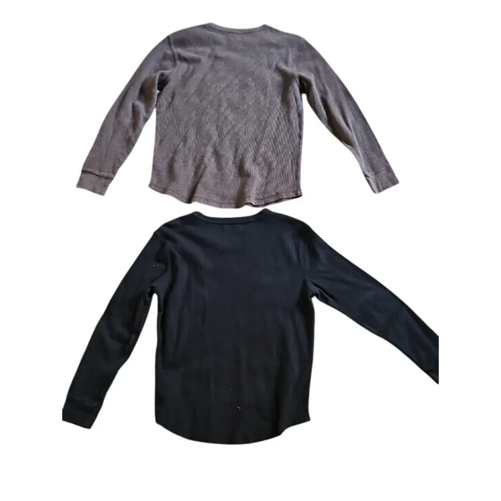 Old Navy Boys Waffle Knit Long Sleeve Shirt Lot of 4 Large 10-12 Black Red Grey